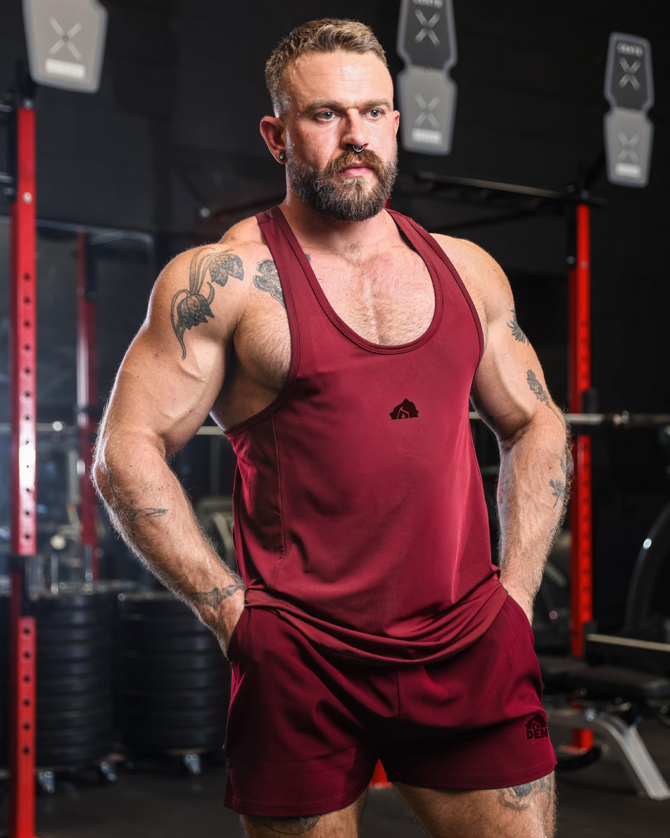 DEN X Bear Trainer Gym Vest - Burgundy – Den Loungewear