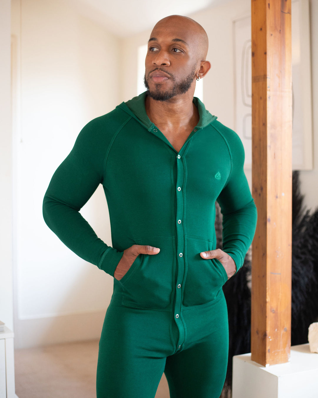 Hooded Long Sleeve Union Suit Winter Green – Den Loungewear