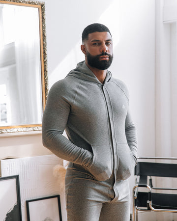 Hooded Long Sleeve Union Suit Grey Marl – Den Loungewear